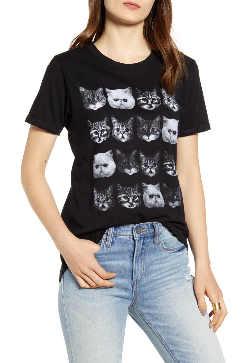 Cats Graphic Tee, Main, color, BLACK