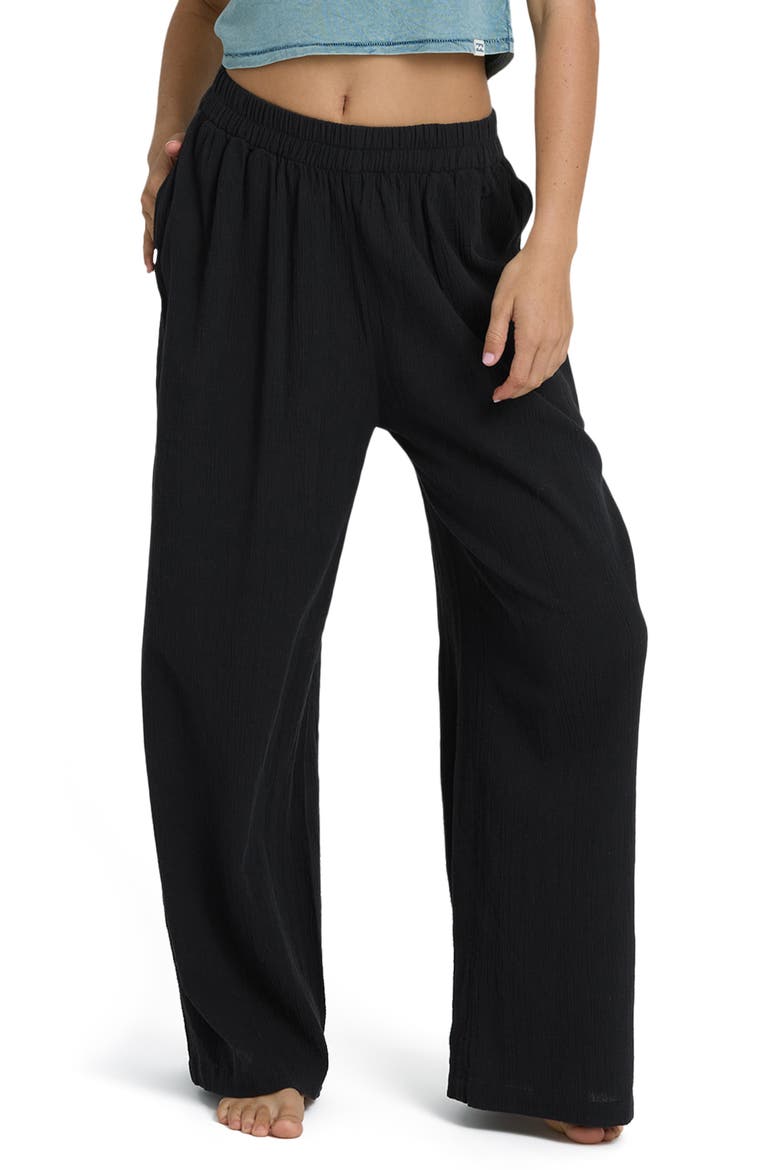 Follow Me Wide Leg Cotton Cover-Up Pants, Main, color, BLACK SANDS