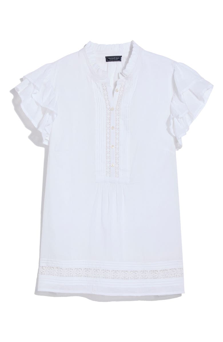 vineyard vines Print Ruffle Sleeve Top, Alternate, color, 