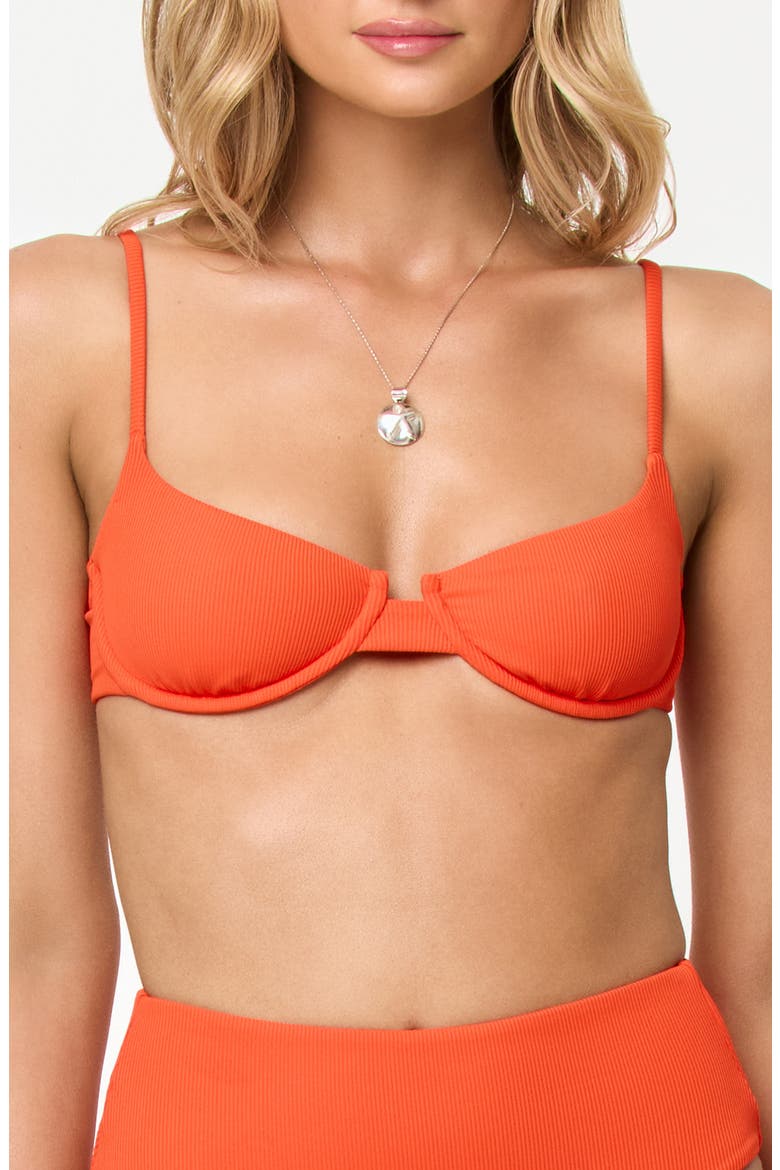 Belle Underwire Jacquard Bikini Top, Main, color, POPPY