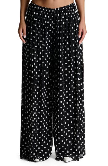 Naked Wardrobe Polka Dot Mesh Wide Leg Pants In Multi