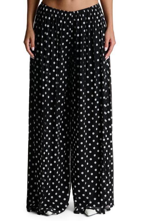 NAKED WARDROBE NAKED WARDROBE POLKA DOT MESH WIDE LEG PANTS