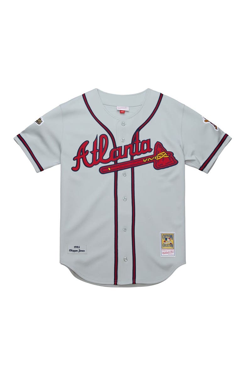 Mitchell & Ness Men's Mitchell & Ness Chipper Jones Gray Atlanta Braves 1995 Throwback Authentic Jersey, Alternate, color, 