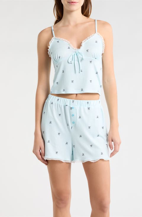 Eyelet Trim Short Pajamas