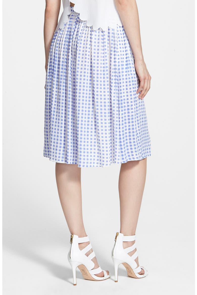 Gingham Midi Skirt, Alternate, color, JACARANDA BLUE