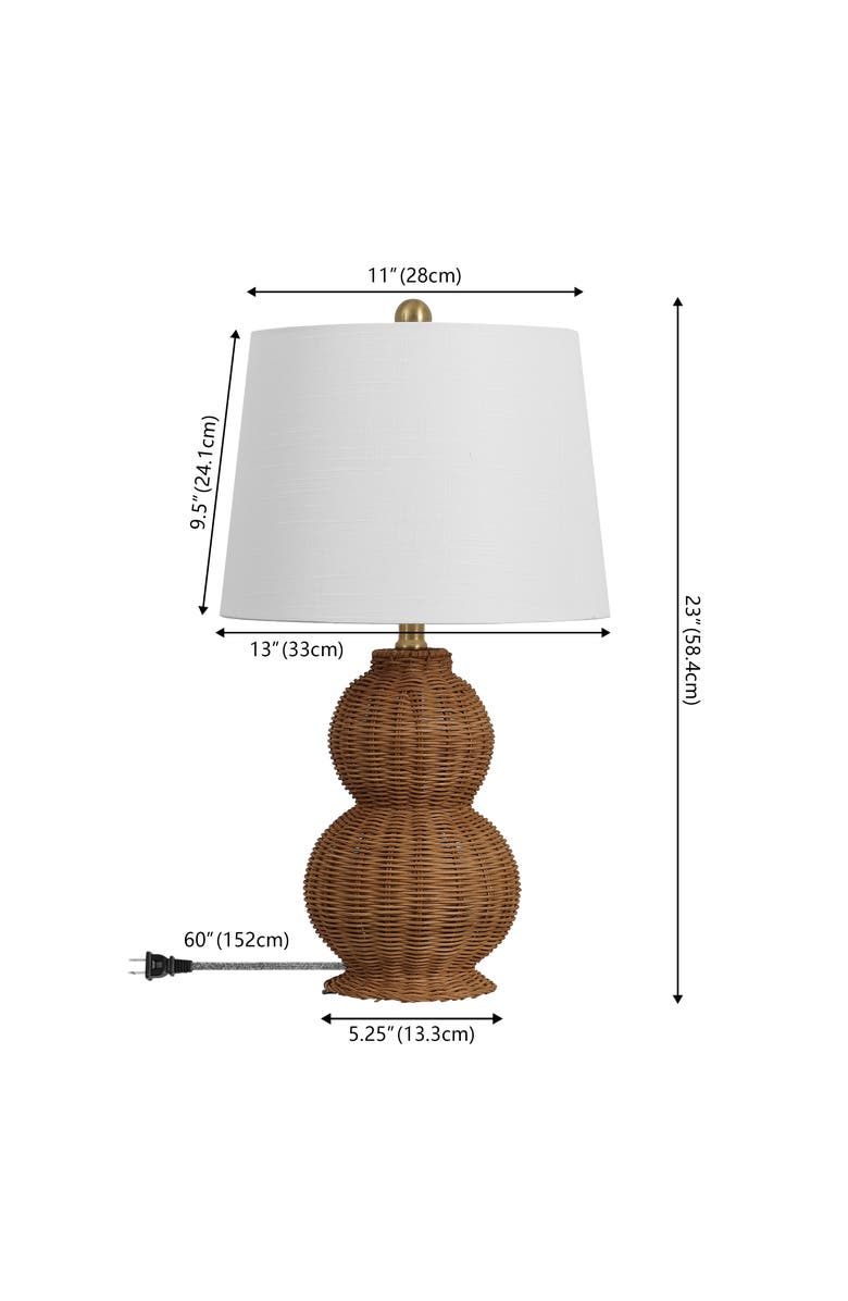 JONATHAN Y Millie 23" Modern Coastal Woven Rattan Gourd LED Table Lamp, Alternate, color, Dark Brown
