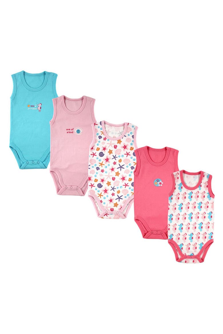 Cotton Sleeveless Bodysuits, Main, color, Pink