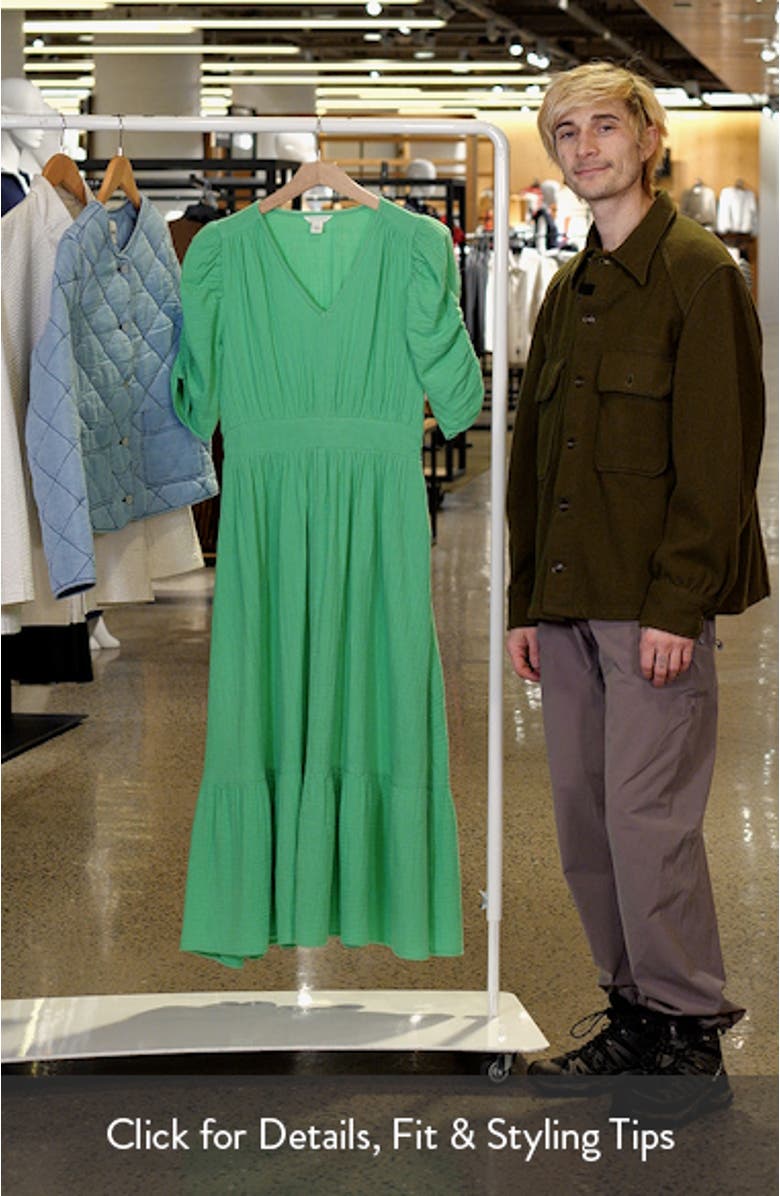 Puff Sleeve Ruffle Hem Gauze Maxi Dress, sales video thumbnail