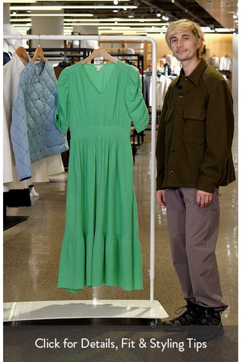 Puff Sleeve Ruffle Hem Gauze Maxi Dress video