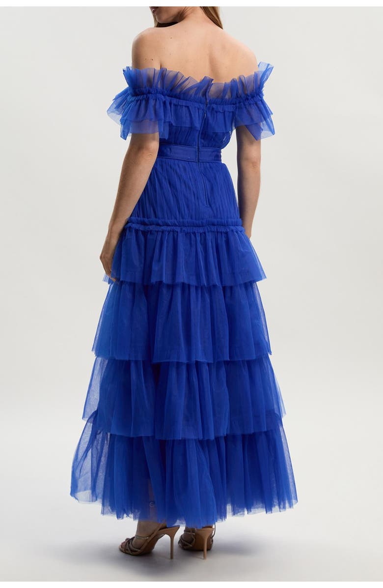 Karen Millen Tulle Off Shoulder Maxi Dress, Alternate, color, Cobalt