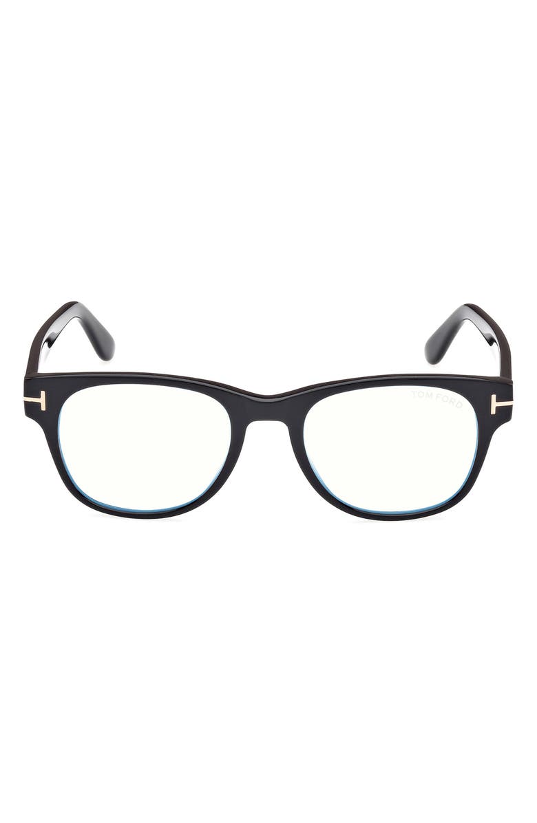TOM FORD 52mm Square Blue Light Blocking Optical Glasses, Main, color,