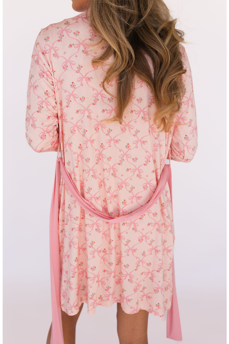 Rosie Bow Robe, Alternate, color, Blush Pink / Pink Bow