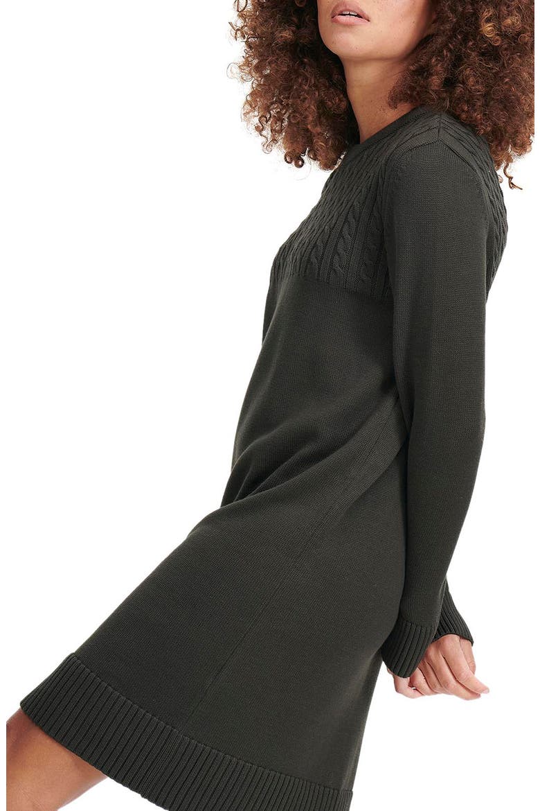 Stitch Guernsey Long Sleeve Sweater Dress, Alternate, color, OLIVE