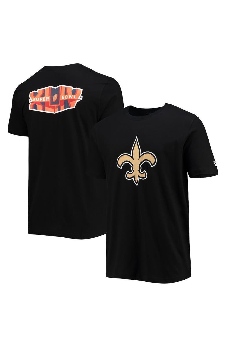 New Era Men's New Era Black New Orleans Saints Patch Up Collection Super Bowl XLIV T-Shirt, Main, color, 