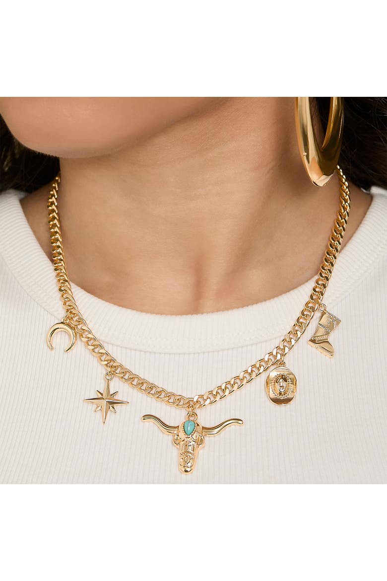Celestial Charm Necklace, Alternate, color, Gold
