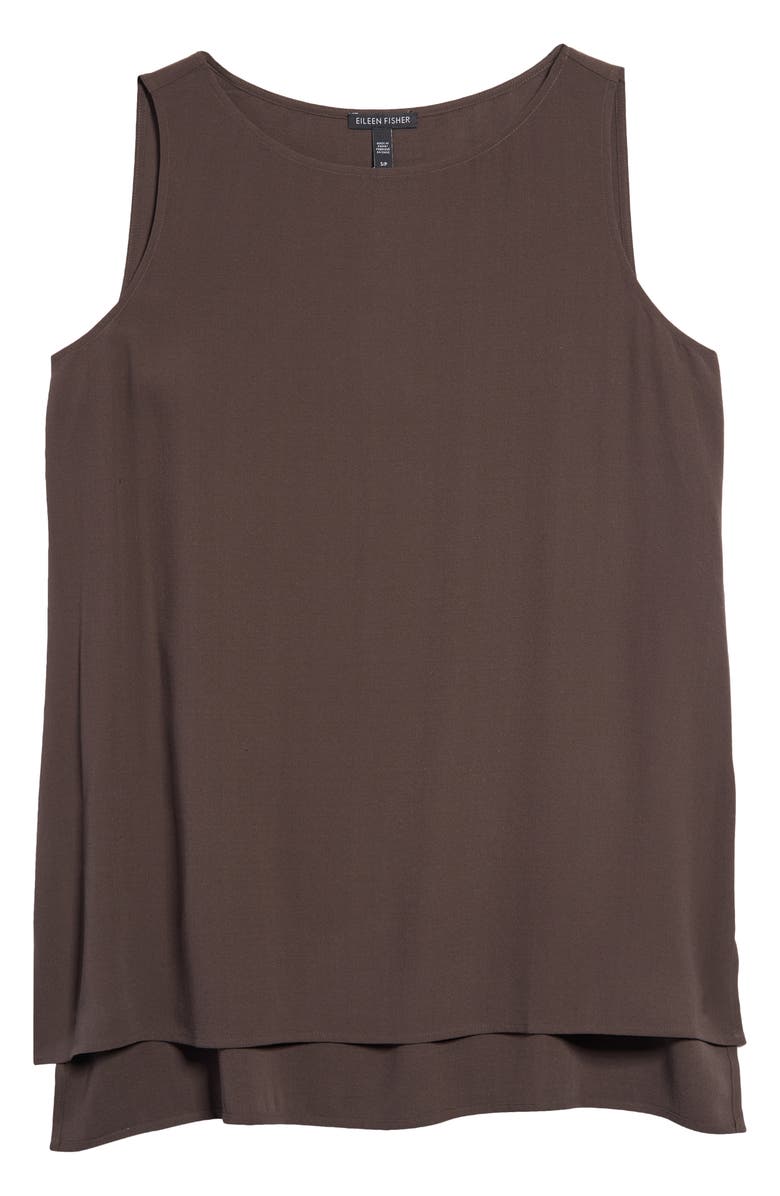 Eileen Fisher Silk Crepe Bateau Neck Shell, Alternate, color,