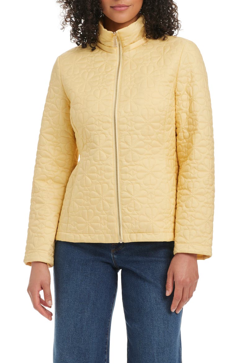 short spade flower quilted jacket, Main, color, BUTTER