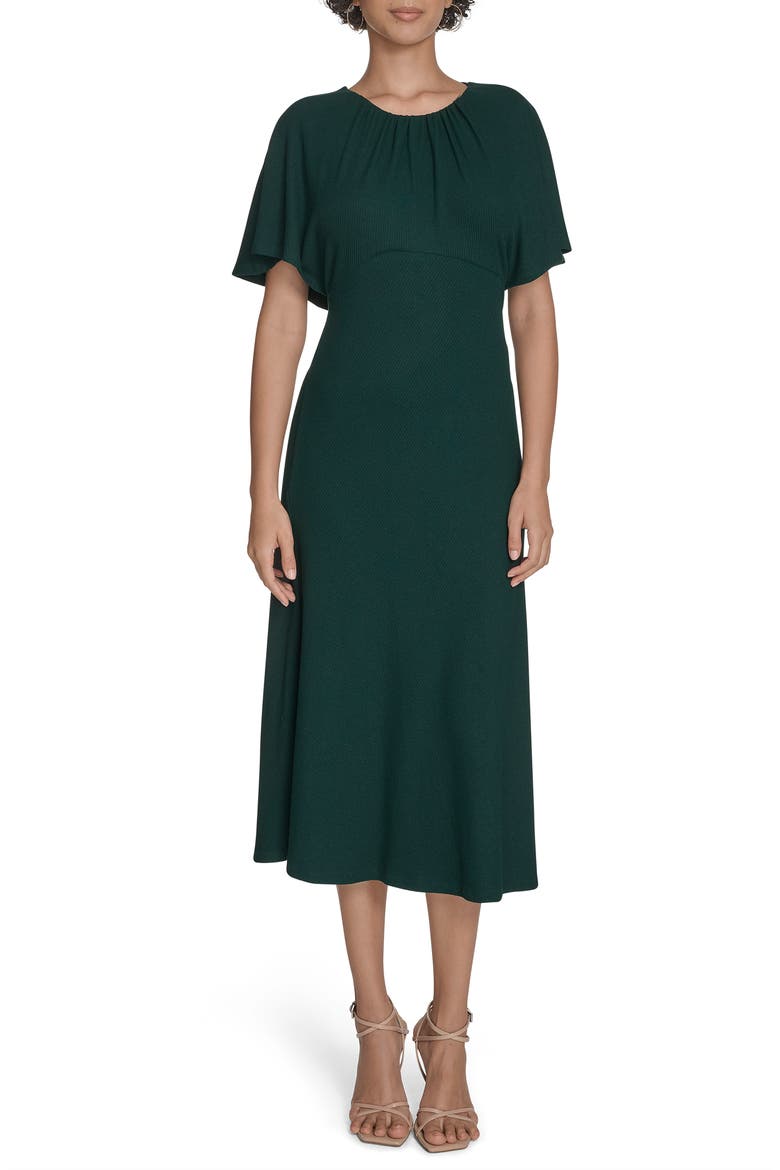 Rib Knit A-Line Midi Dress, Main, color, MALACHITE