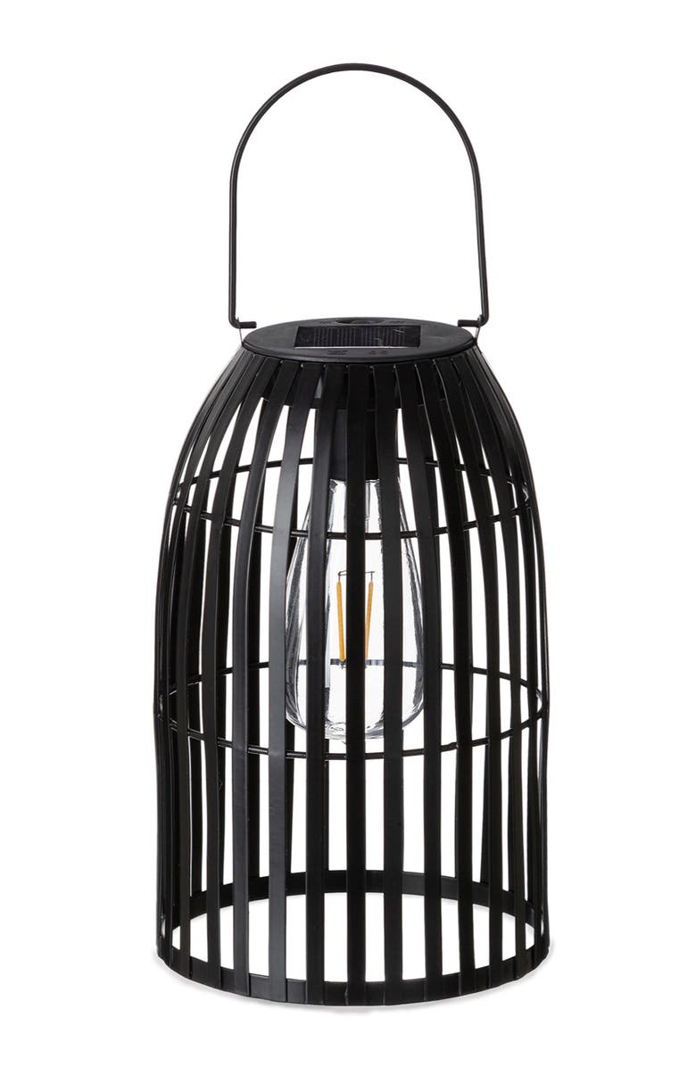 Glitzhome Metal Woven Solar Powered Outdoor Hanging Lantern, Alternate, color, Black