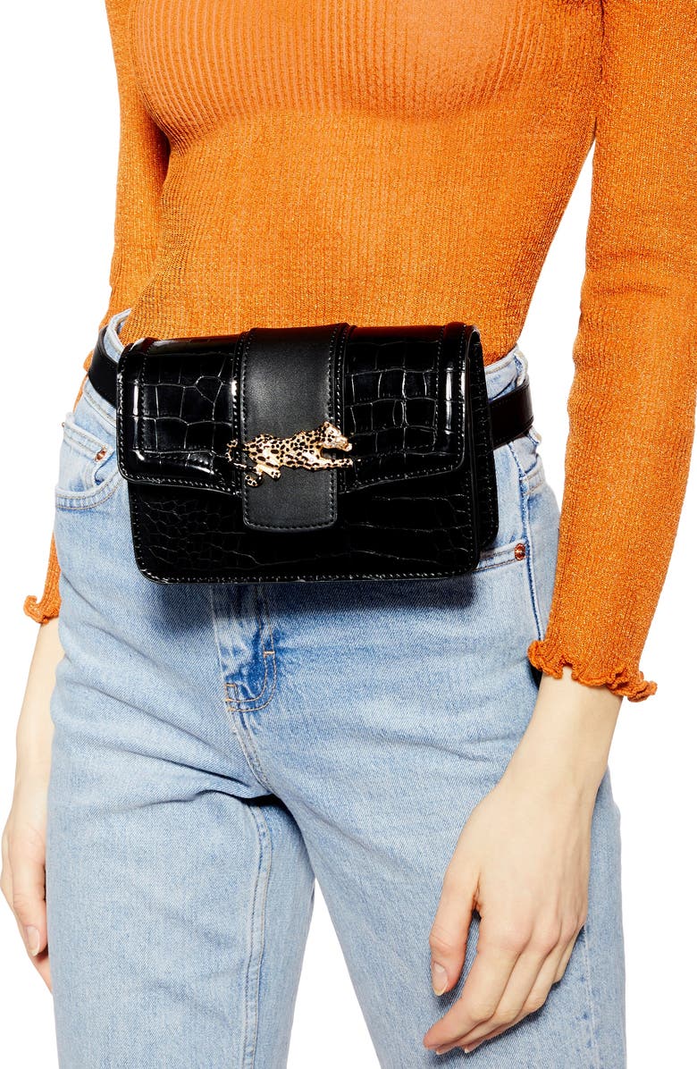 Topshop Cheetah Belt Bag, Alternate, color,