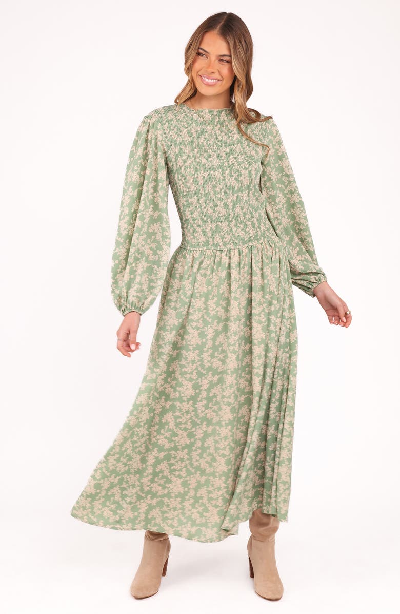 Petal & Pup Ashara Long Sleeve Maxi Dress, Alternate, color, Green Floral