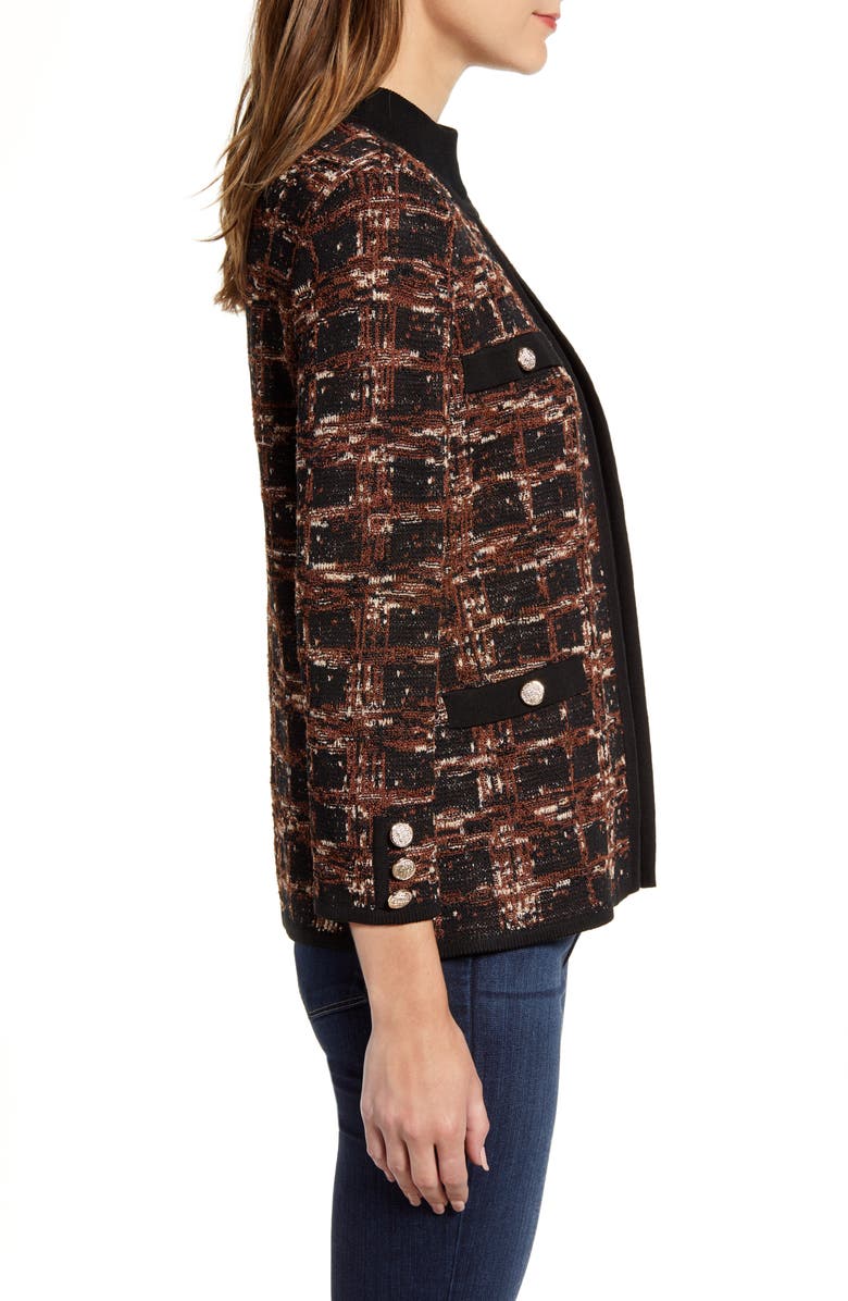 Ming Wang Check Jacquard Knit Jacket, Alternate, color, 