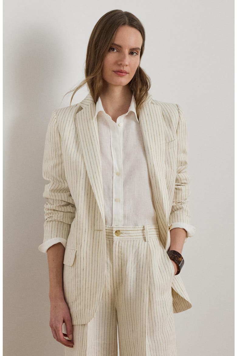 Mixed Stripe Linen Jacket, Alternate, color, IVORY MULTI