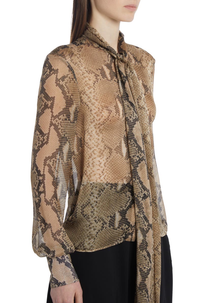Stella McCartney Python Print Sheer Silk Blouse, Alternate, color, 