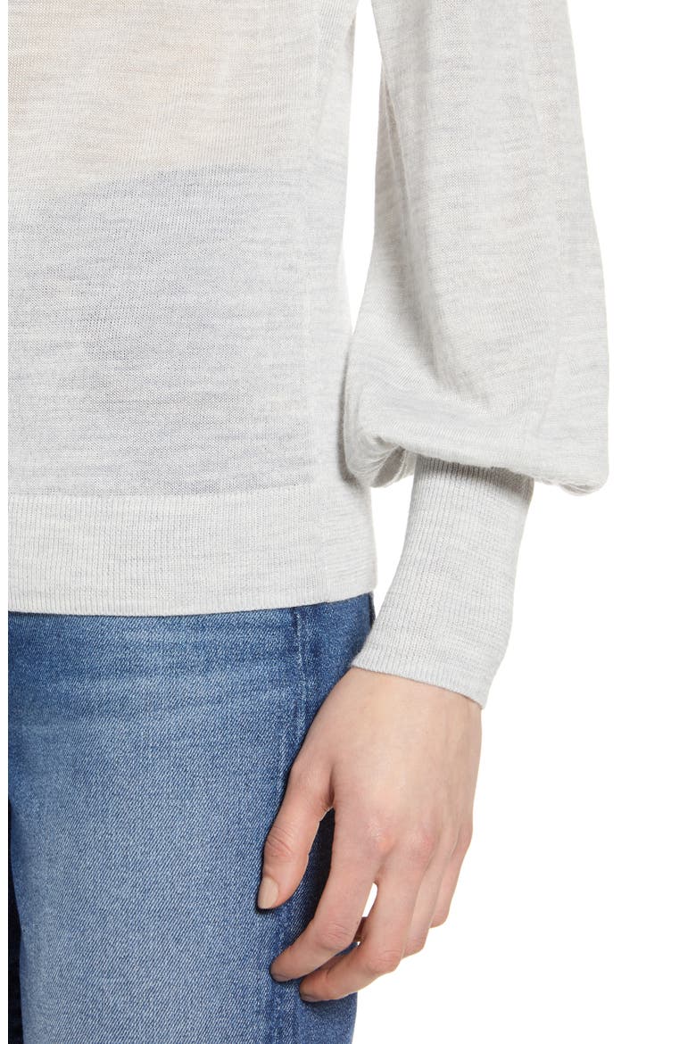 Bishop Sleeve Merino Wool Blend Sweater, Alternate, color, GREY LIGHT HEATHER