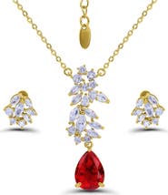 Christian Siriano Pear Cluster Pendant Necklace & Drop Earrings Set