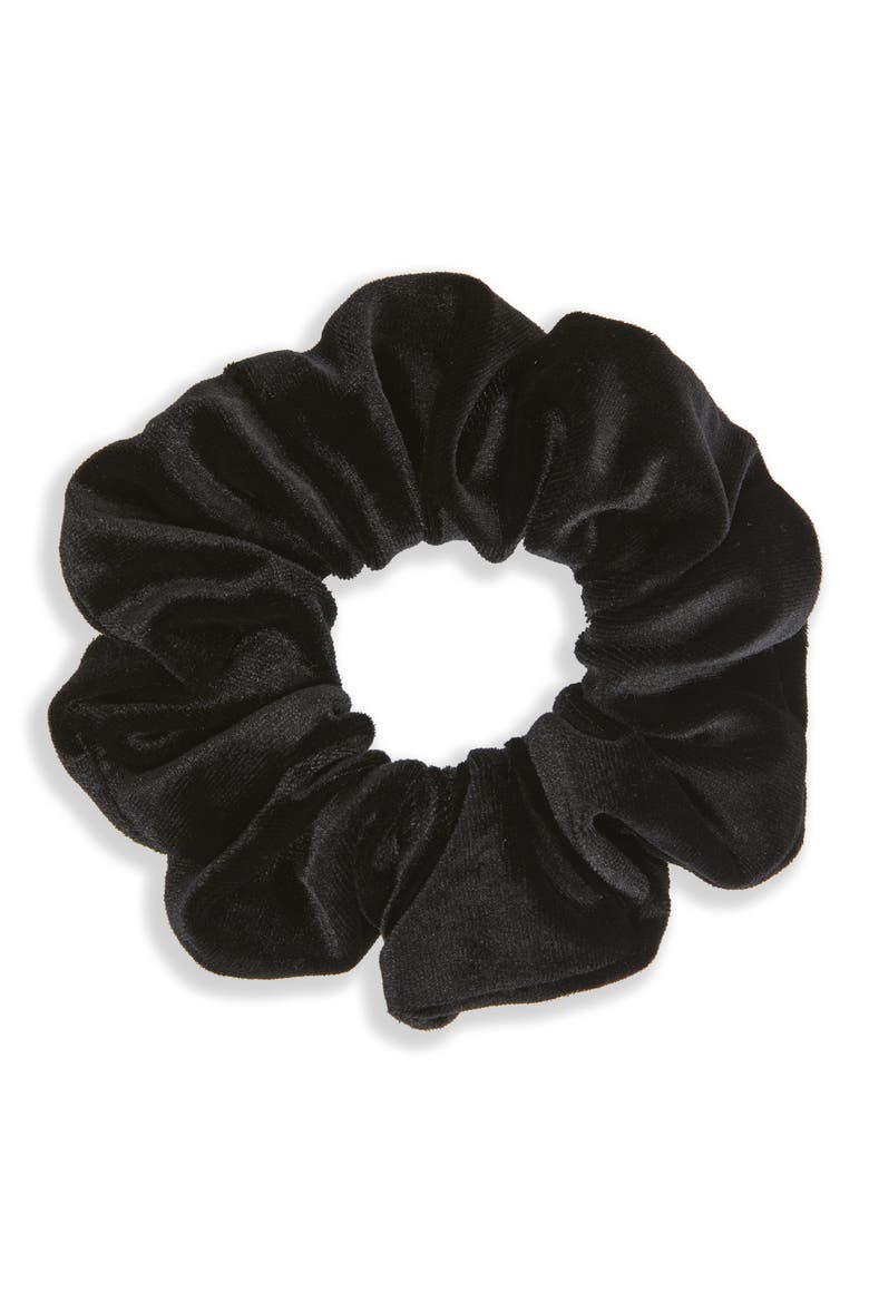 Velour Scrunchie, Main, color, BLACK