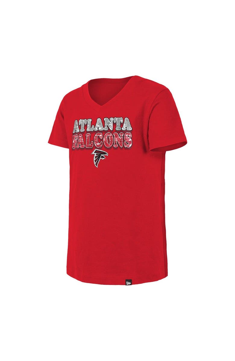 New Era Girls Youth New Era Black Atlanta Falcons Reverse Sequin V-Neck T-Shirt, Alternate, color, 