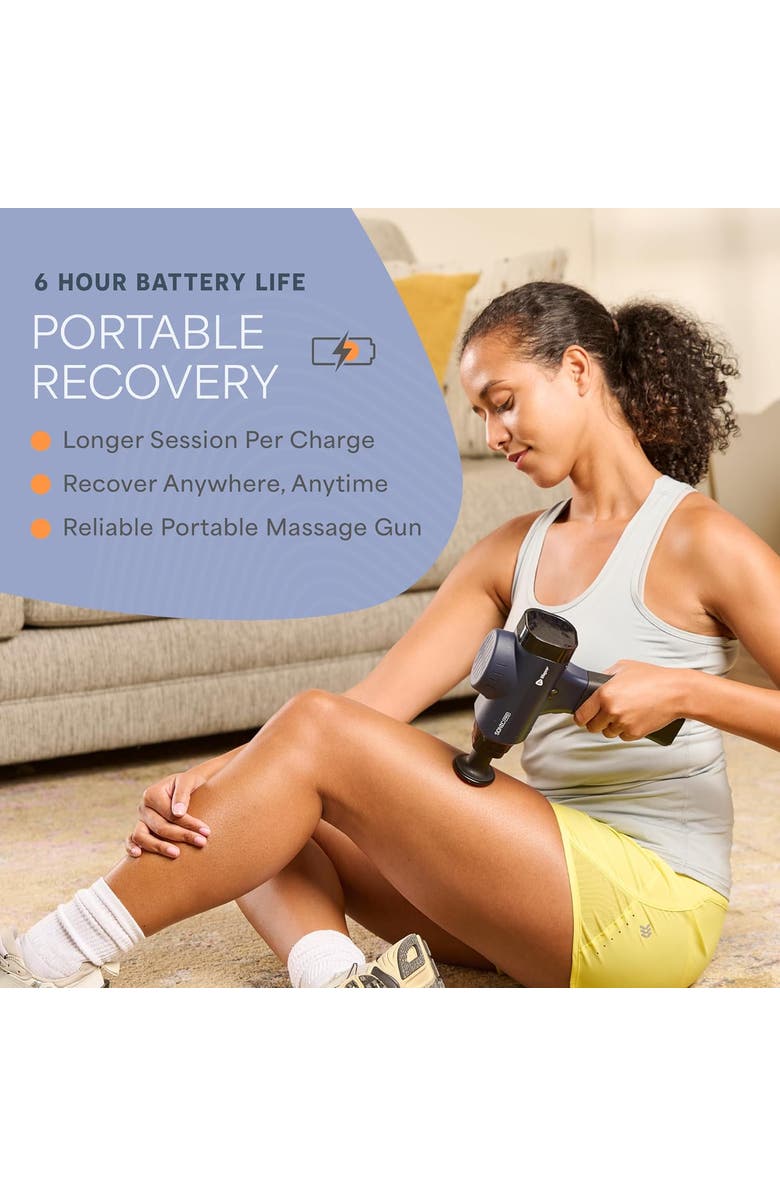 Lifepro Sonic Pro Deep Tissue Massage Gun Handheld Percussion Massager with 10 Speeds, 9 Heads, Alternate, color, Blue