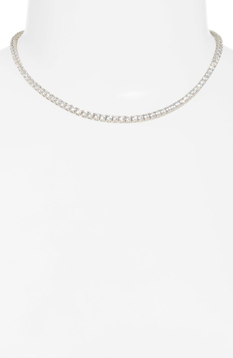 SHYMI Classic Cubic Zirconia Tennis Necklace, Alternate, color, Silver