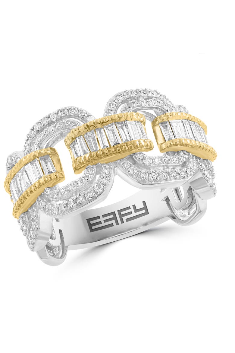 14K Two-Tone Gold Diamond Link Ring, Main, color, 14K Gold