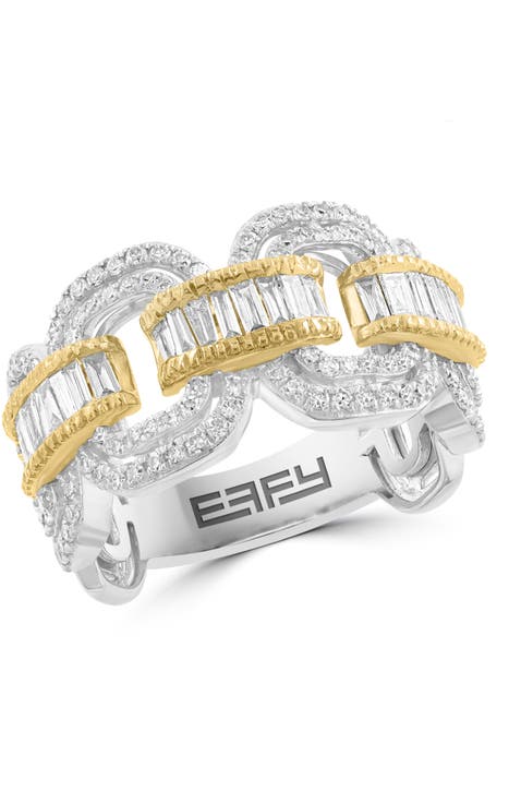 14K Two-Tone Gold Diamond Link Ring