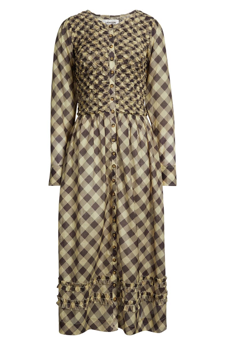 Damson Madder Posey Smocked Long Sleeve Midi Dress, Alternate, color, Butter