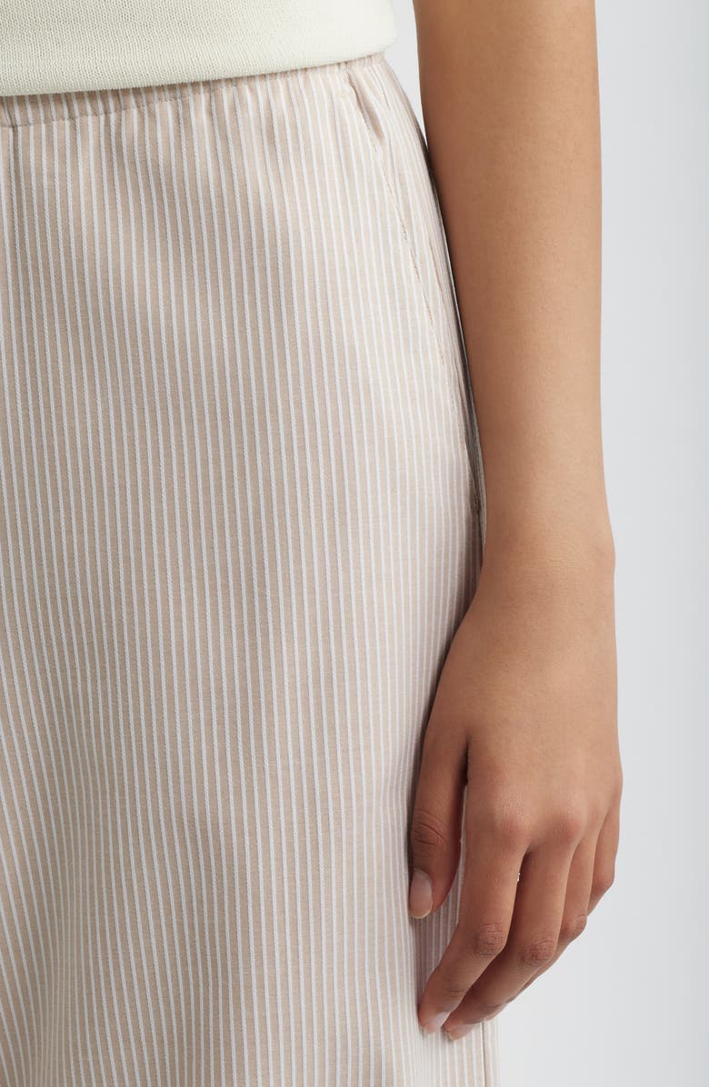 Bernardo Directional Pinstripe Wide Leg Cotton Blend Pants, Alternate, color, Almond Buff/ Bright White