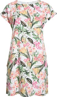 Jones New York Floral Print Linen Blend Dress