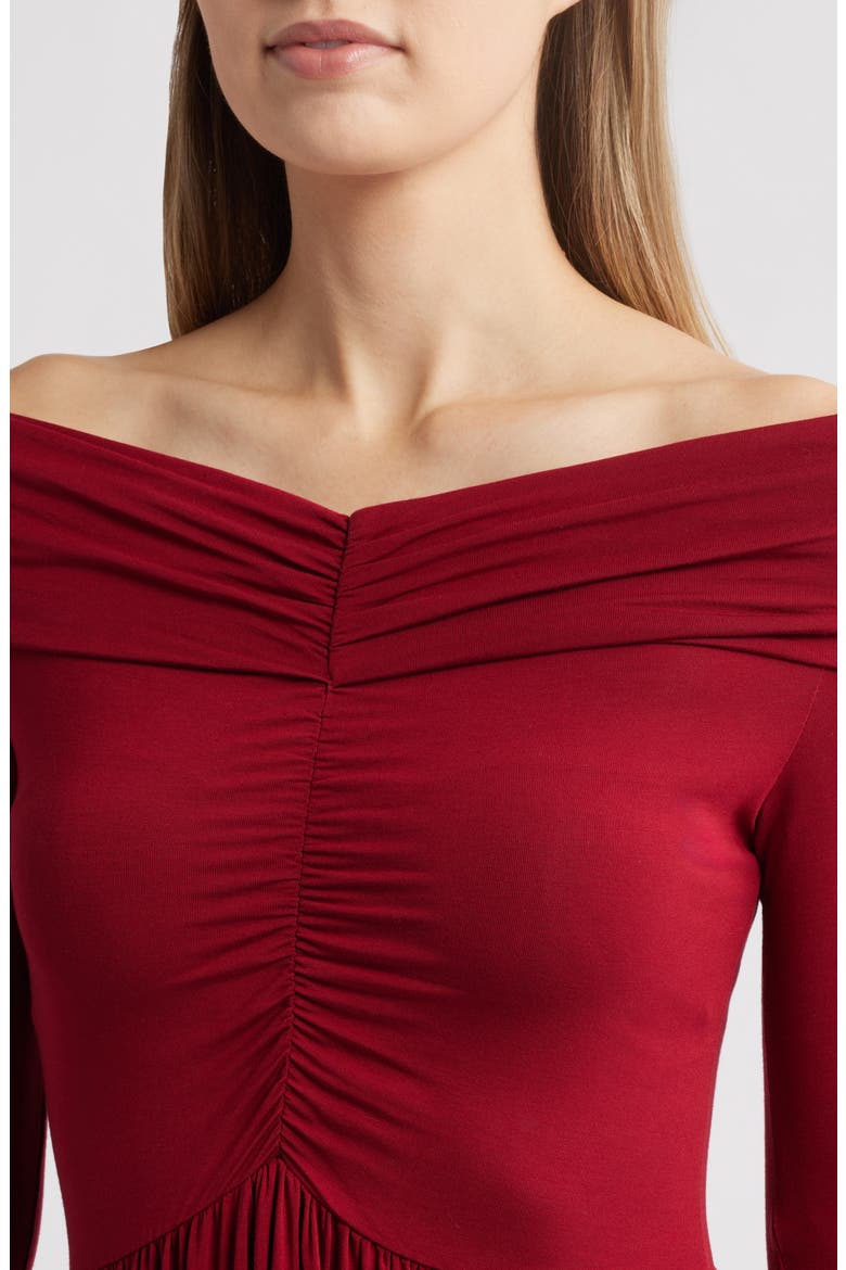 Olia Off the Shoulder Long Sleeve Dress, Alternate, color, WINE