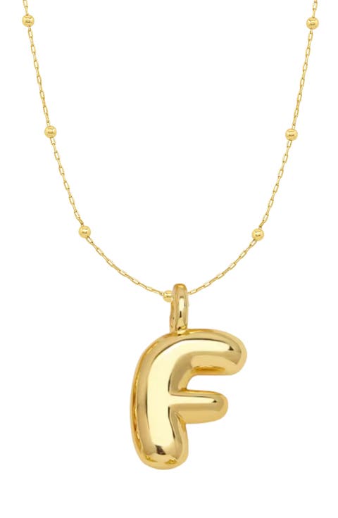 14K Gold Plated Bubble Initial Pendant Necklace