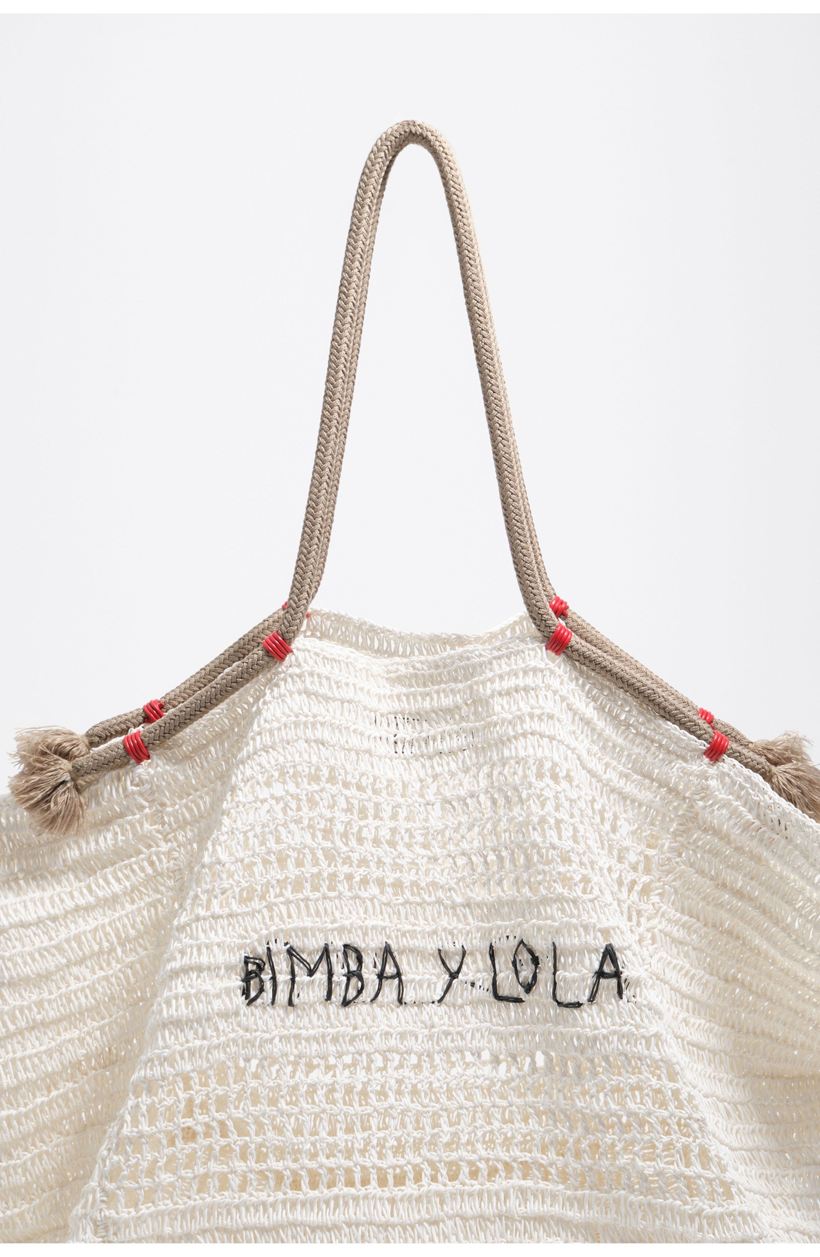 Bimba y Lola Large Paper Shoulder Bag, Alternate, color, White