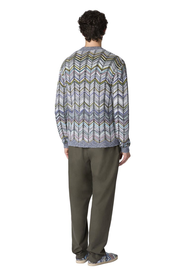 Cotton Chevron Cardigan With Pockets, Alternate, color, Grey Multicoloured