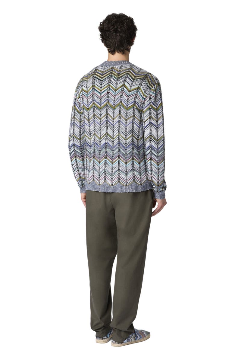 Missoni Cotton Chevron Cardigan With Pockets, Alternate, color, Grey Multicoloured