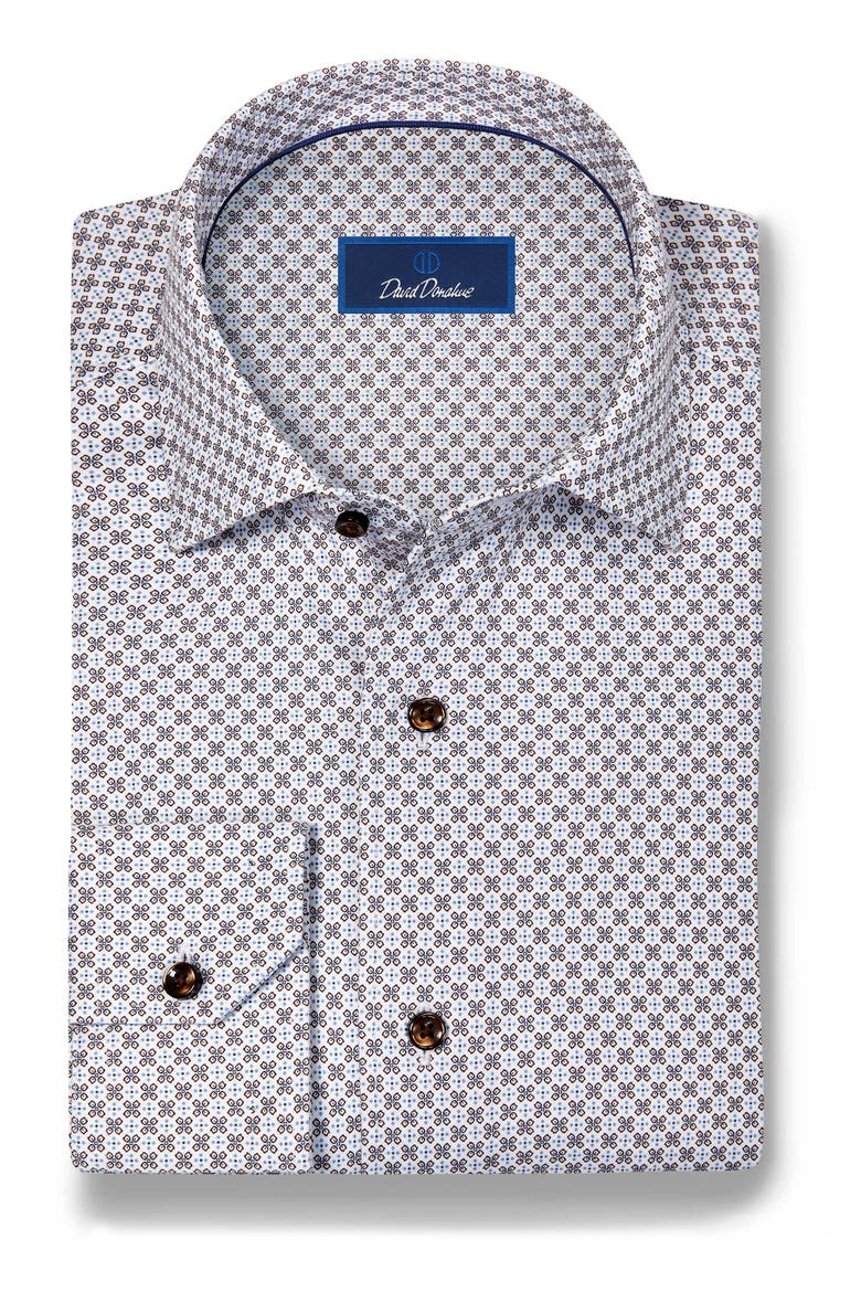 Geometric Knit Sport Shirt, Alternate, color, WHITE/ CHOCOLATE