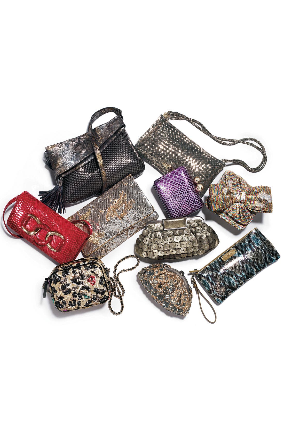 MICHAEL Michael Kors 'Oversized ID Chain' Snake Embossed Leather Clutch, Alternate, color, 