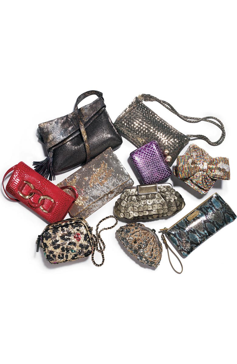 MICHAEL Michael Kors 'Oversized ID Chain' Snake Embossed Leather Clutch, Alternate, color,