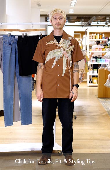MAVRANS Placed Palm Tree Print Short Sleeve Performance Camp Shirt (Men ...