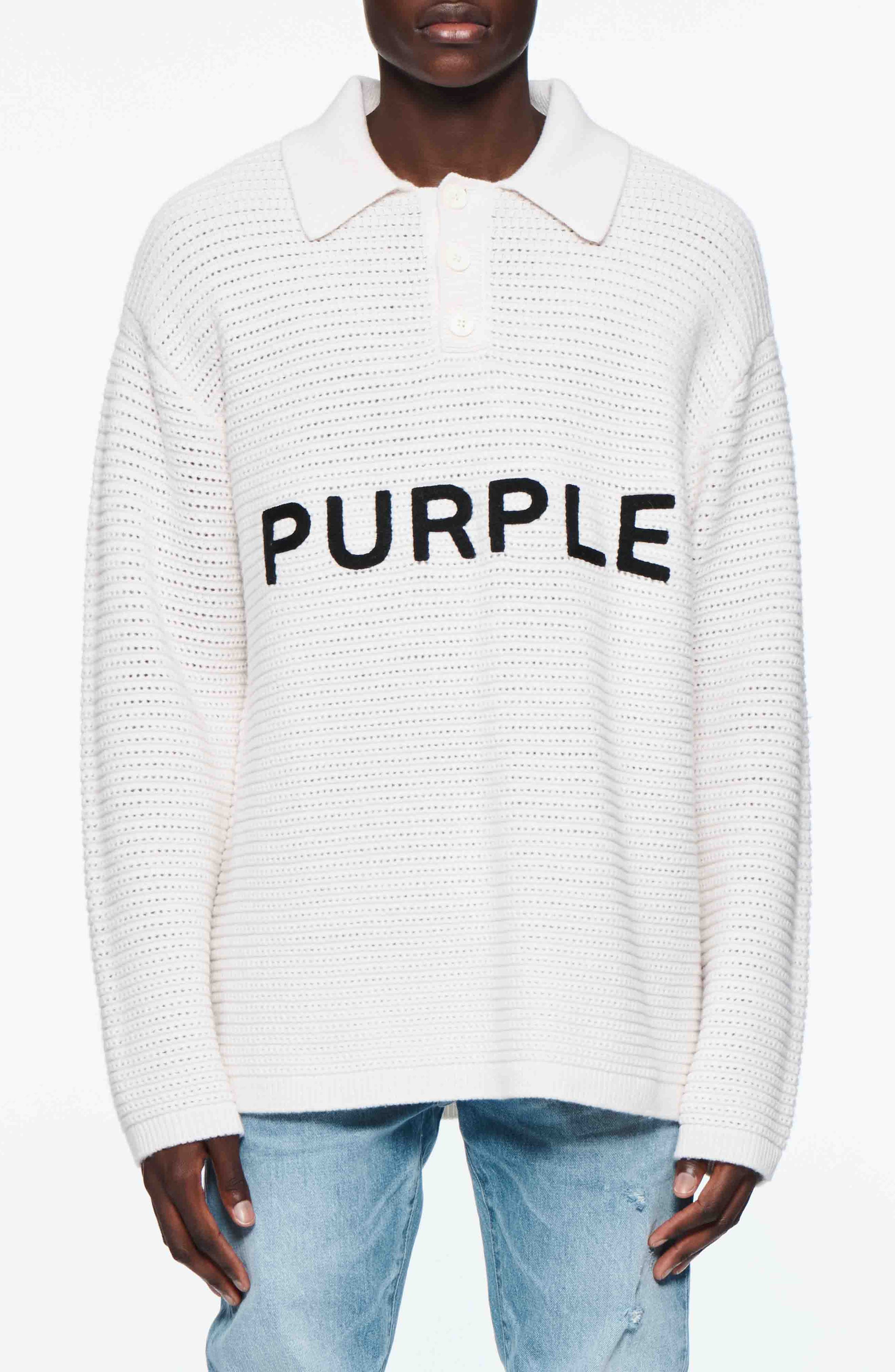 PURPLE BRAND Embroidered Polo Sweater