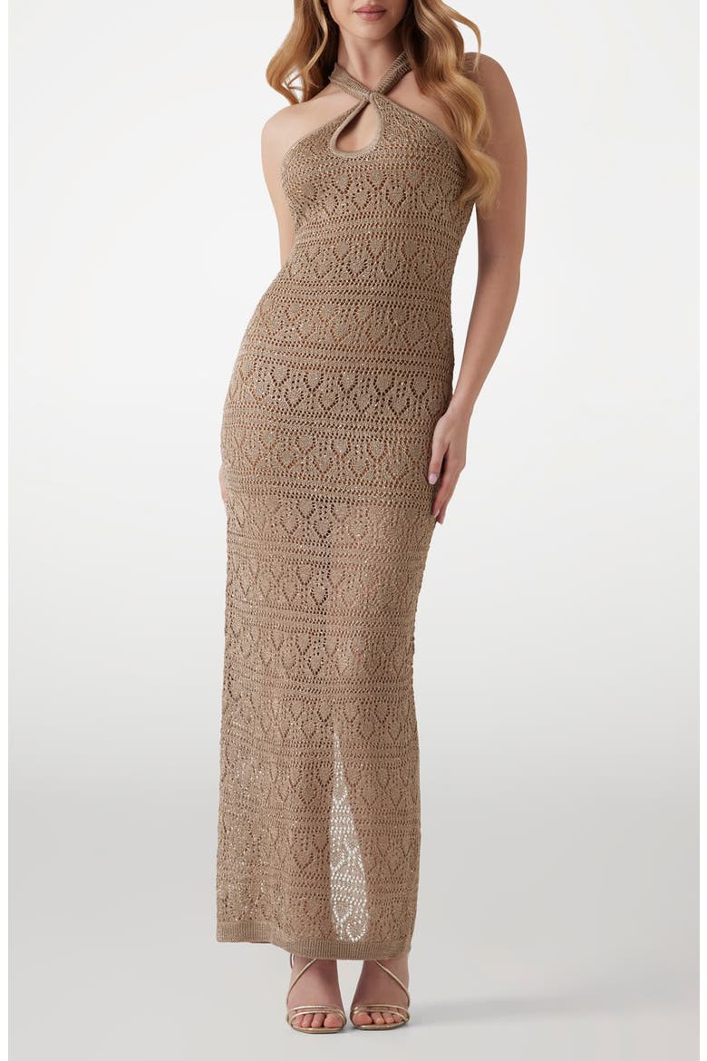 Cynthia Sequin Keyhole Maxi Dress, Main, color, WET SAND MULTI